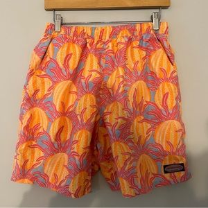 Vineyard Vines Men’s Orange Pink Vibrant Printed Swim Trunks